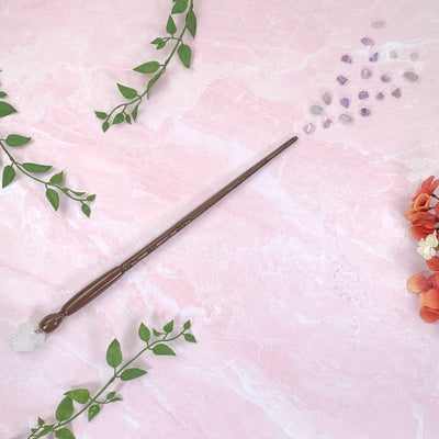 White Geode - Enchantment Wand on pink background with decorations