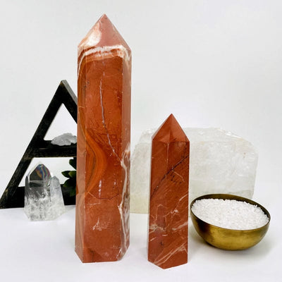 red jasper points displayed as home decor 