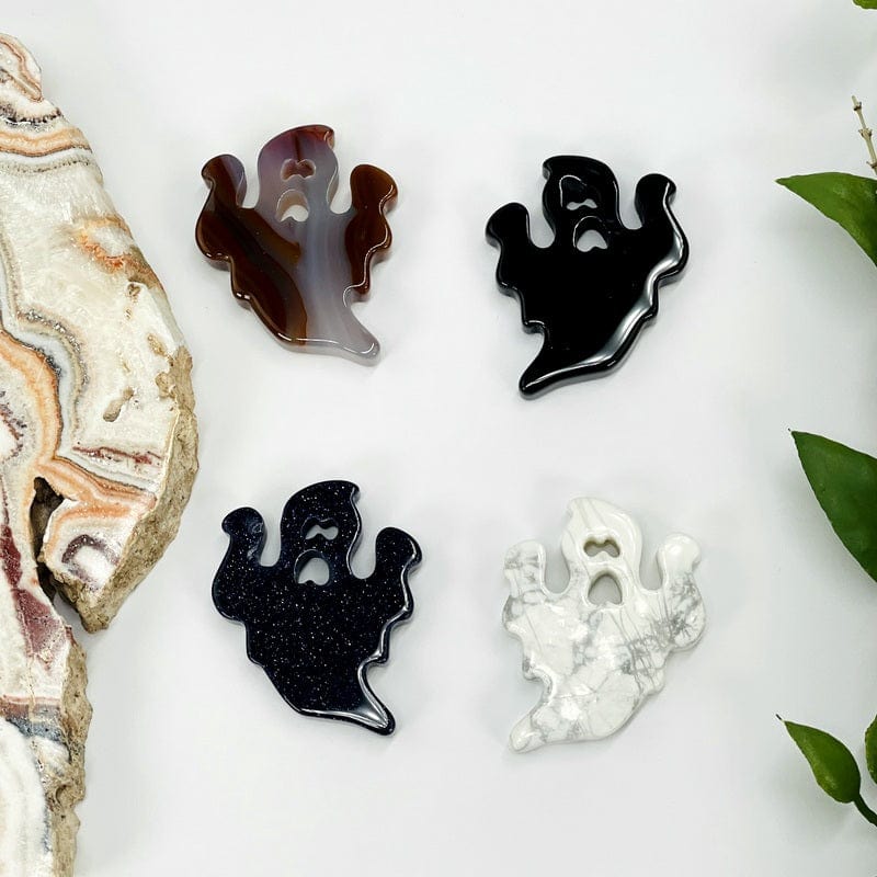 ghost gemstones available in agate, black obsidian, blue goldstone and white howlite 