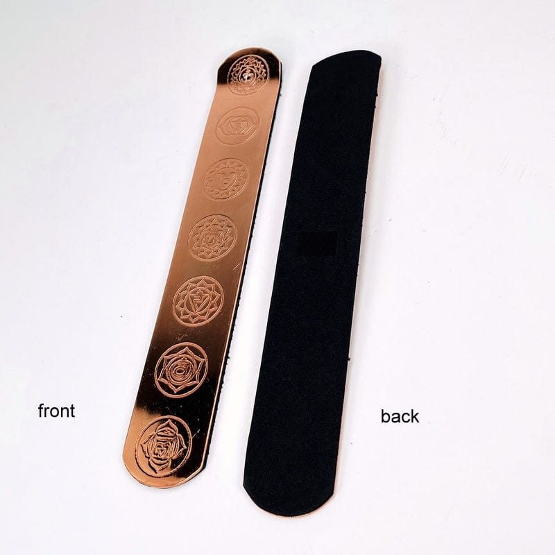 front and back view of the copper toned incense holders 