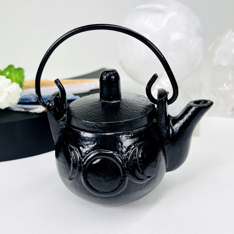 moon accent cauldron kettle with lid and handle set as home decor 