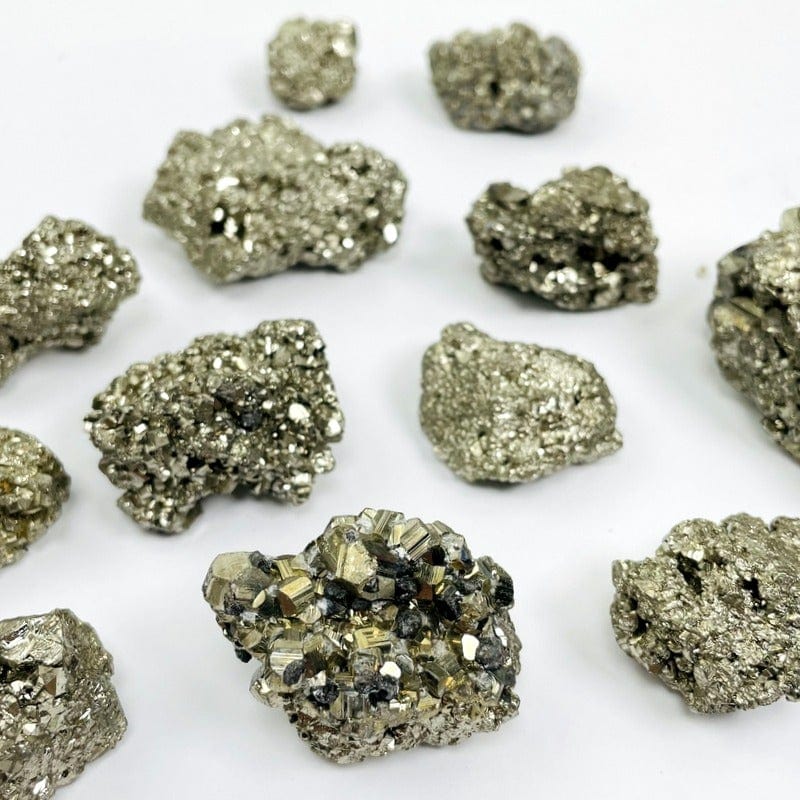 side close up details of pyrite stone  to show thickness variations