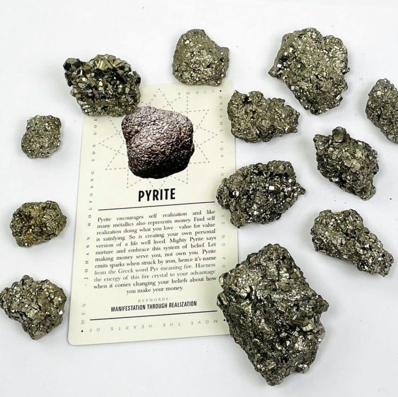 pyrite stones displayed on a white background 