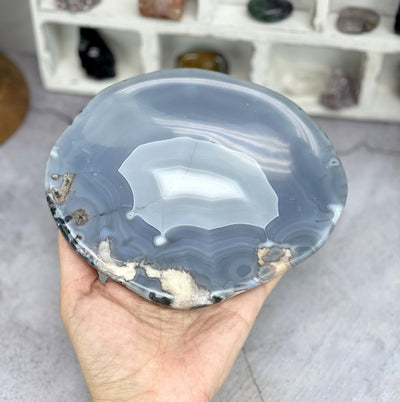 agate dish in a hand