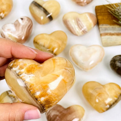 close up details of the mexican onyx hearts 