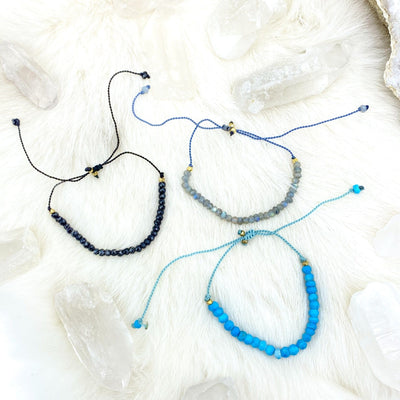Gemstone Bracelets in labradorite, turquoise, and  black spinal