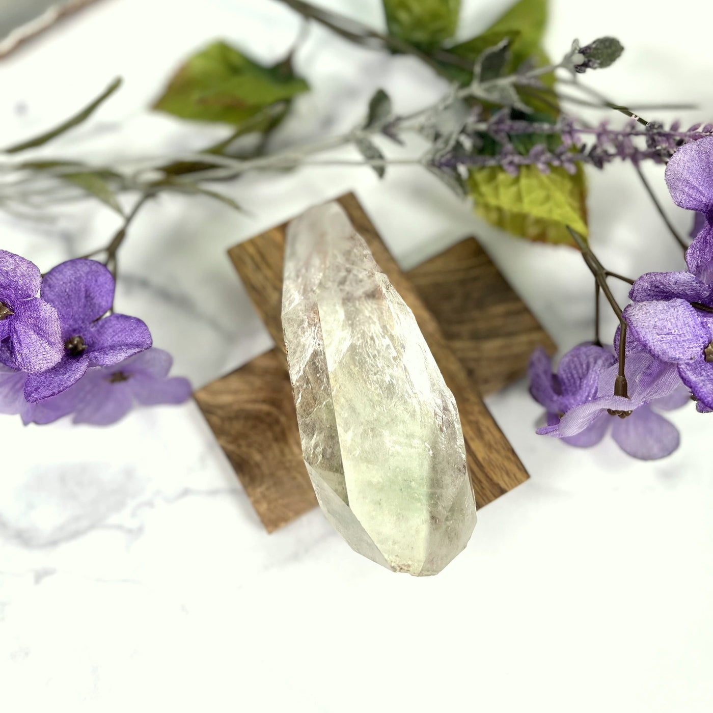 Crystal Quartz with Chlorite with decorations