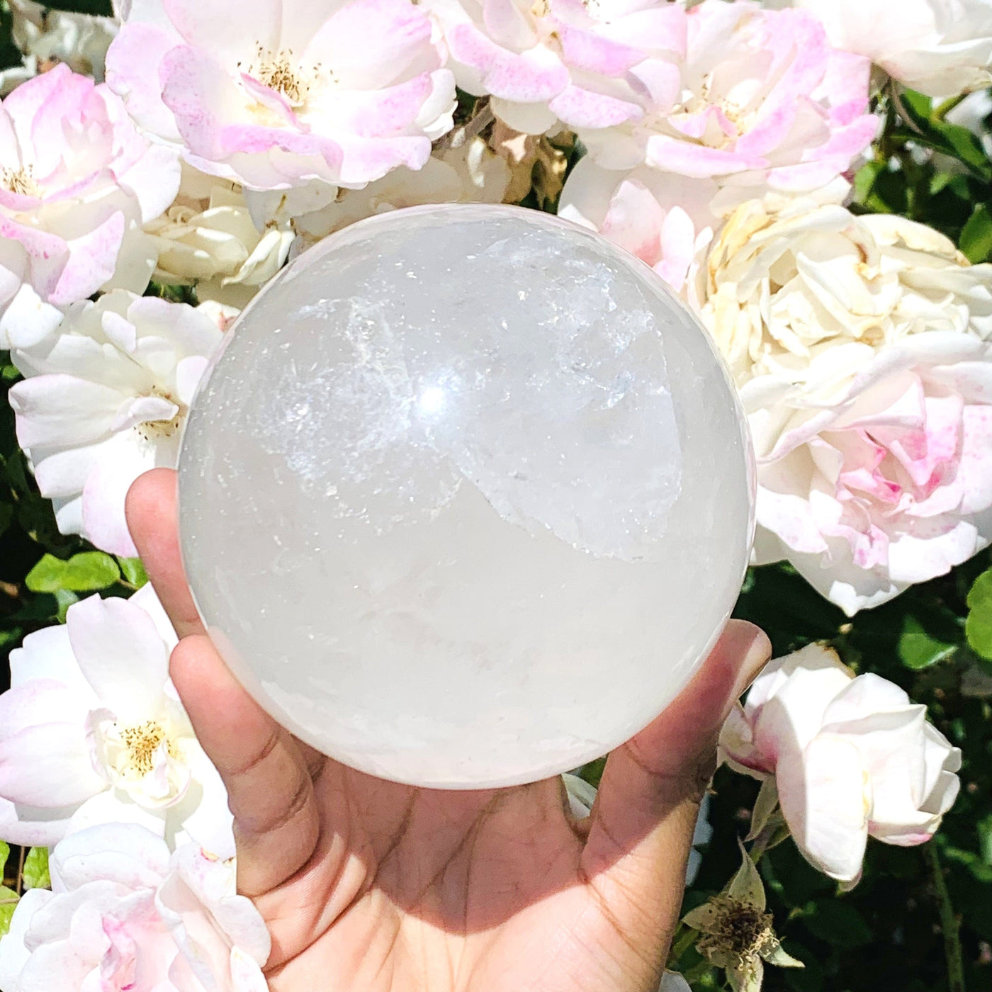 Front side of the Crystal Clear Sphere on hand
