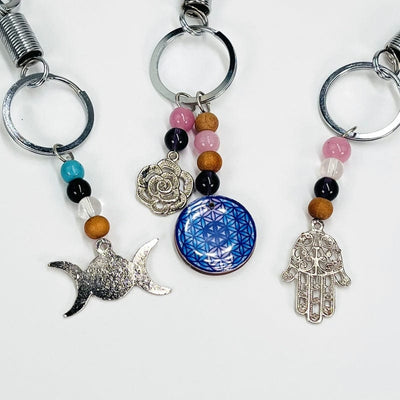 close up of the details on the keychains 