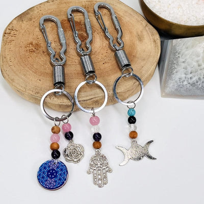keychains displayed to show the three options available 