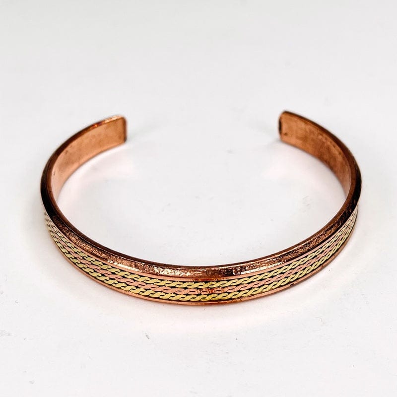 Copper Bracelet with Brass accents - Center Twist Design -