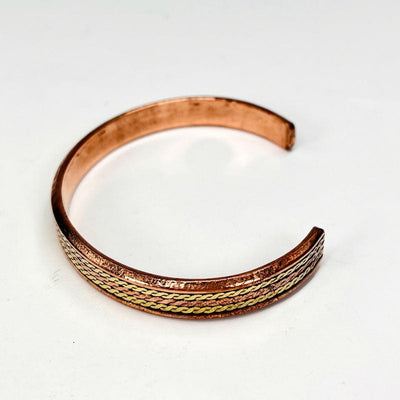 Copper Bracelet with Brass accents - Center Twist Design -