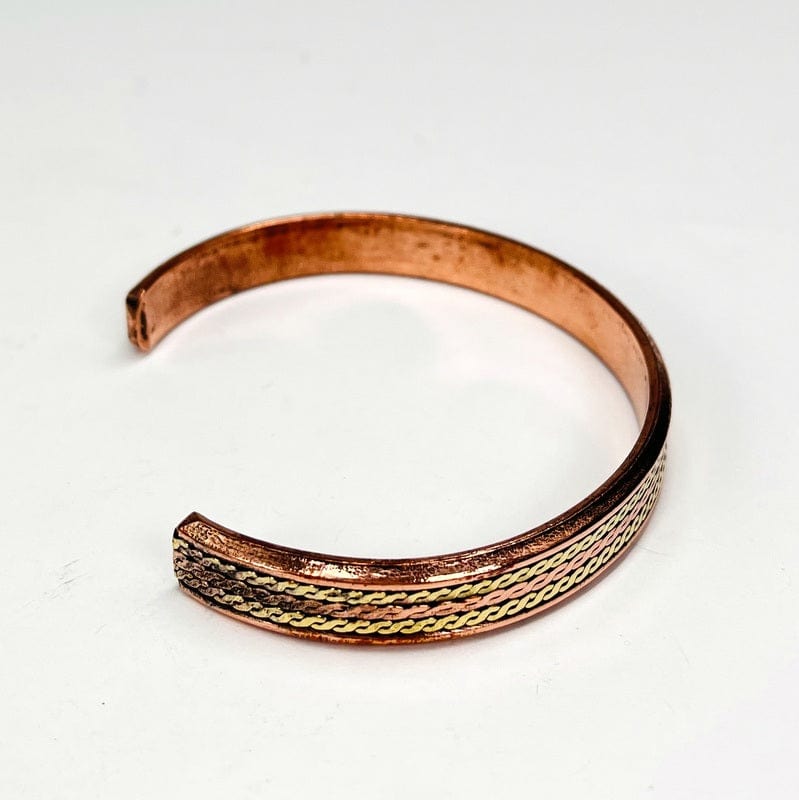 Copper Bracelet with Brass accents - Center Twist Design -