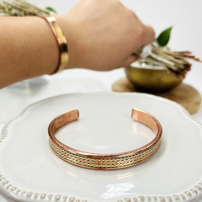 copper bracelet with brass accent 