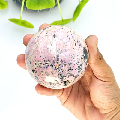Close up of the Rhodonite Sphere