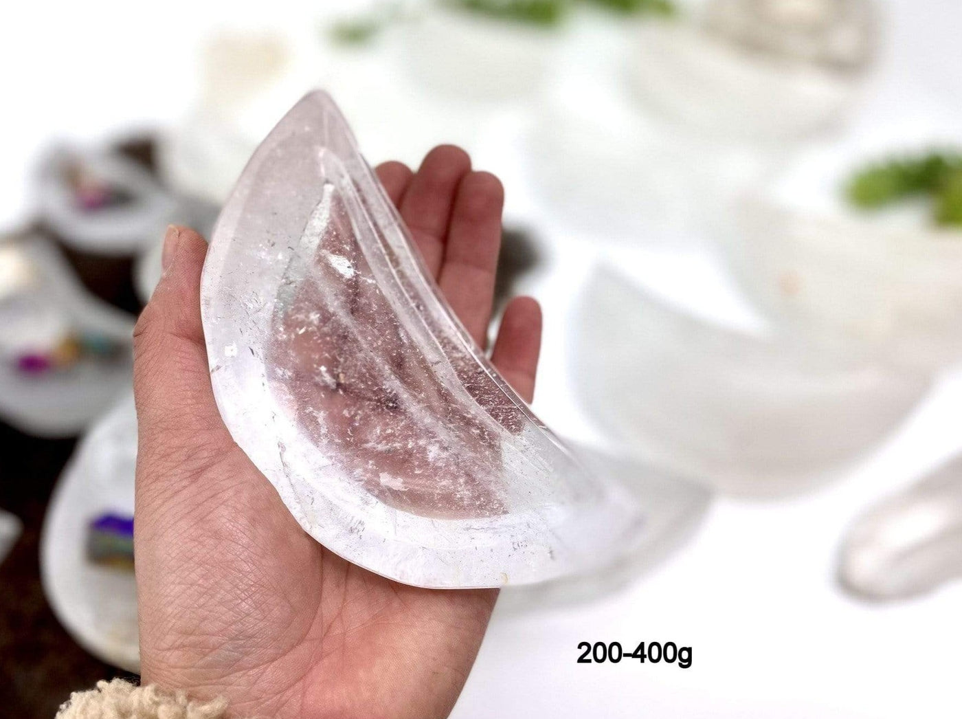 200g - 400gram moon bowl in hand with white background