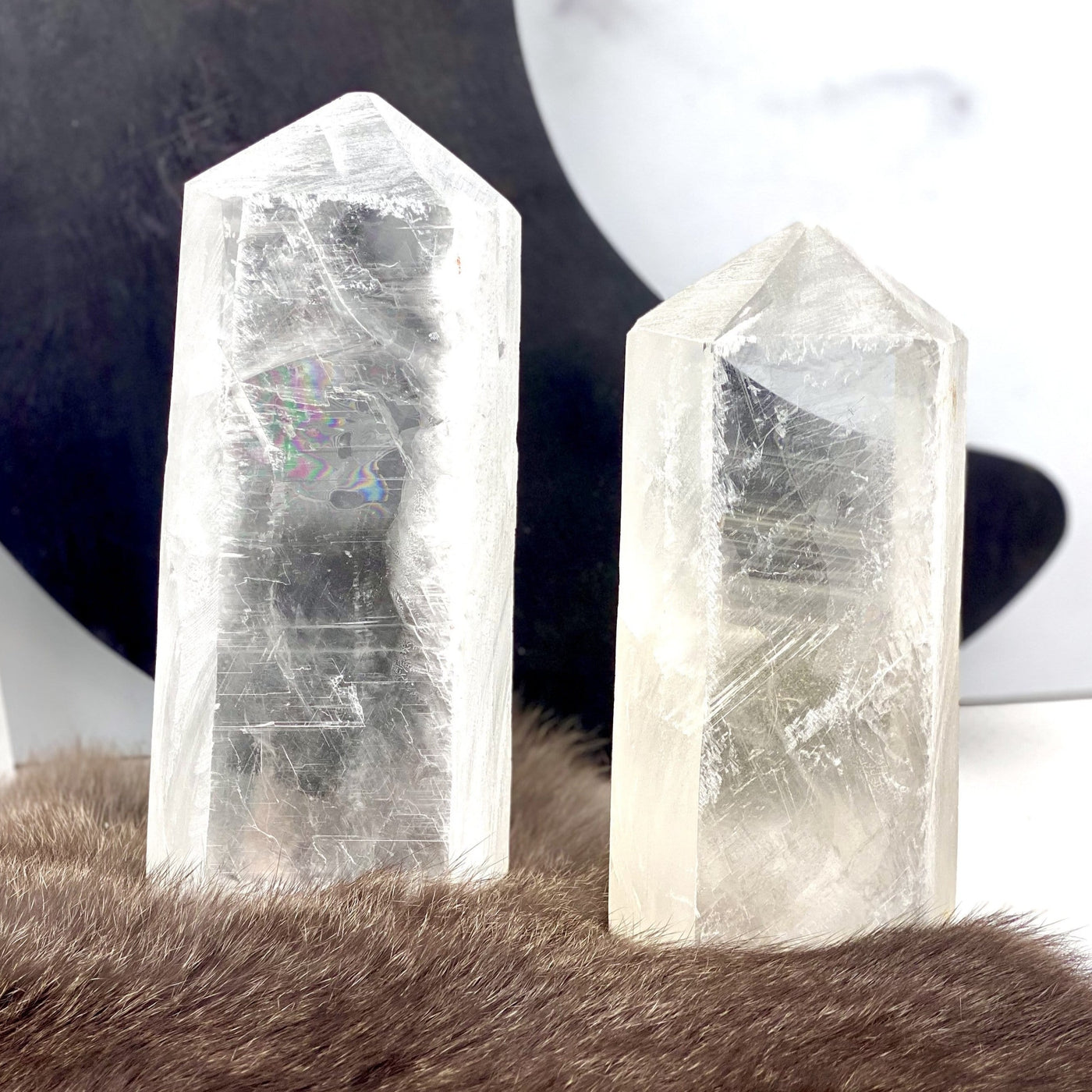 3 Polished Selenite Semi-Polished Points showing size differences