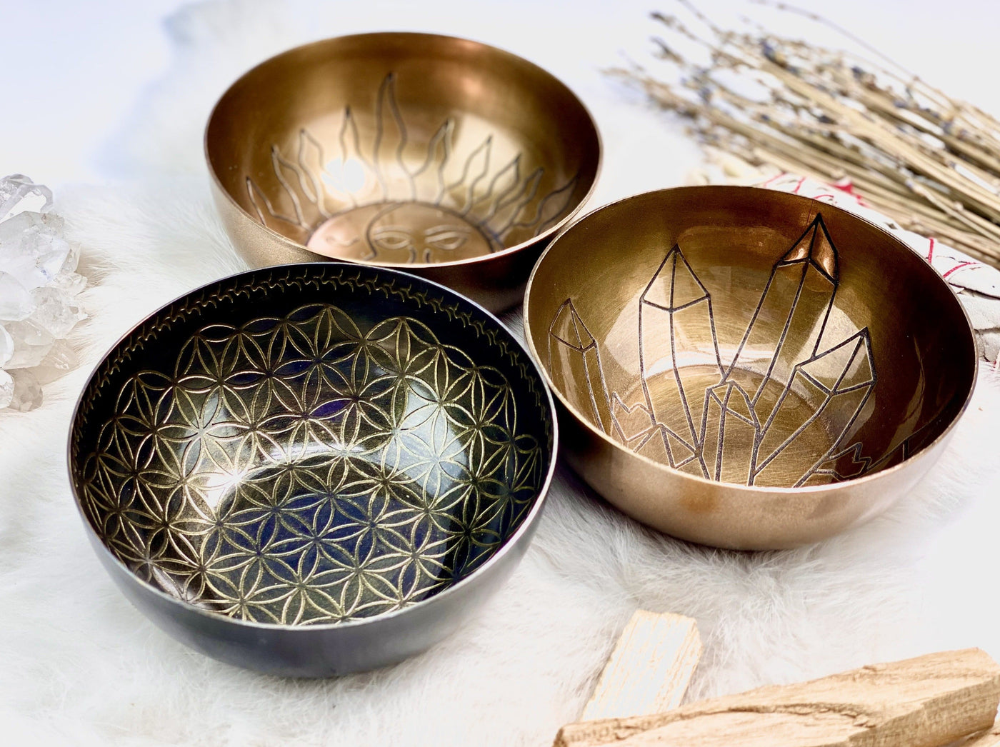 Products Offering Bowl Brass - close up of three