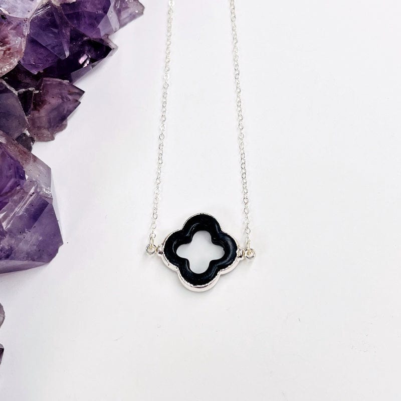 clover necklace available in black 
