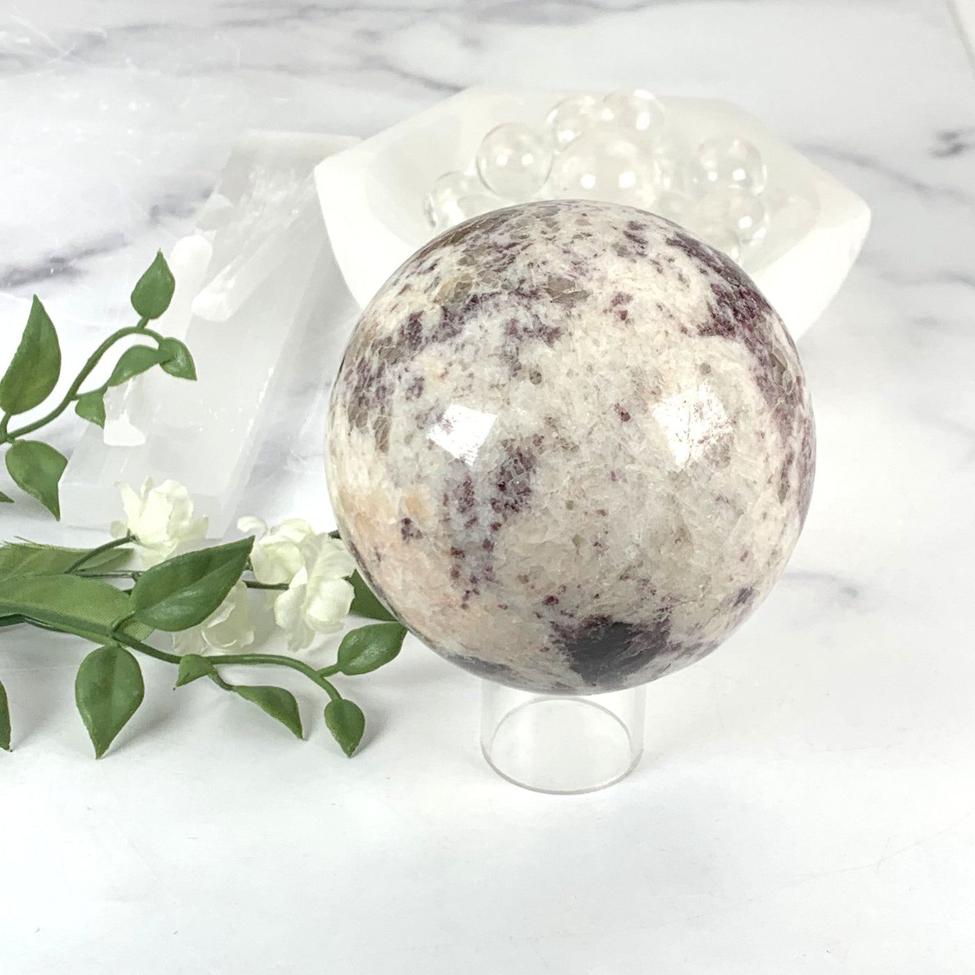 Lepidolite Sphere on acrylic stand