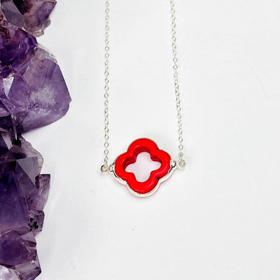 clover necklace available in red 