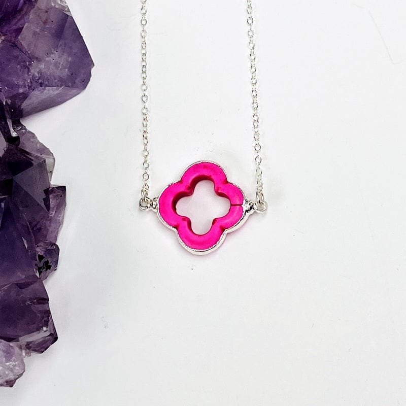 clover necklace available in pink 