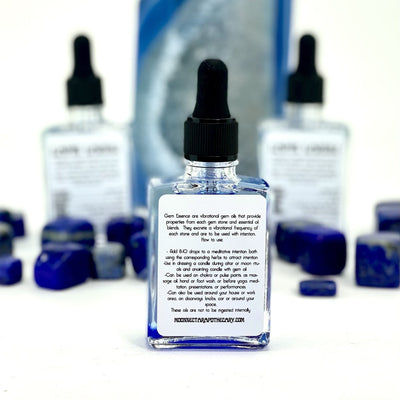 back of Lapis Lazuli Gem Essence Bottle showing how to use