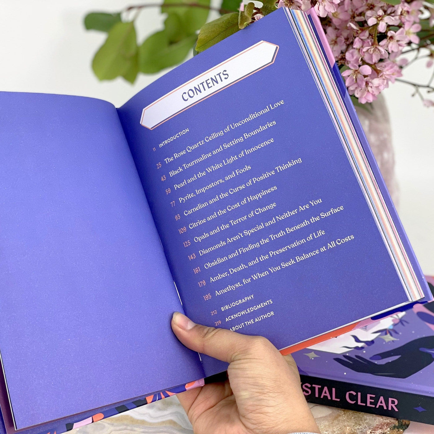 Crystal Clear Book opened up to table of contents