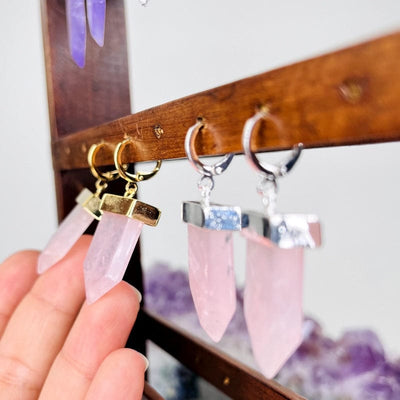 side view of the crystal earrings to show the thickness 