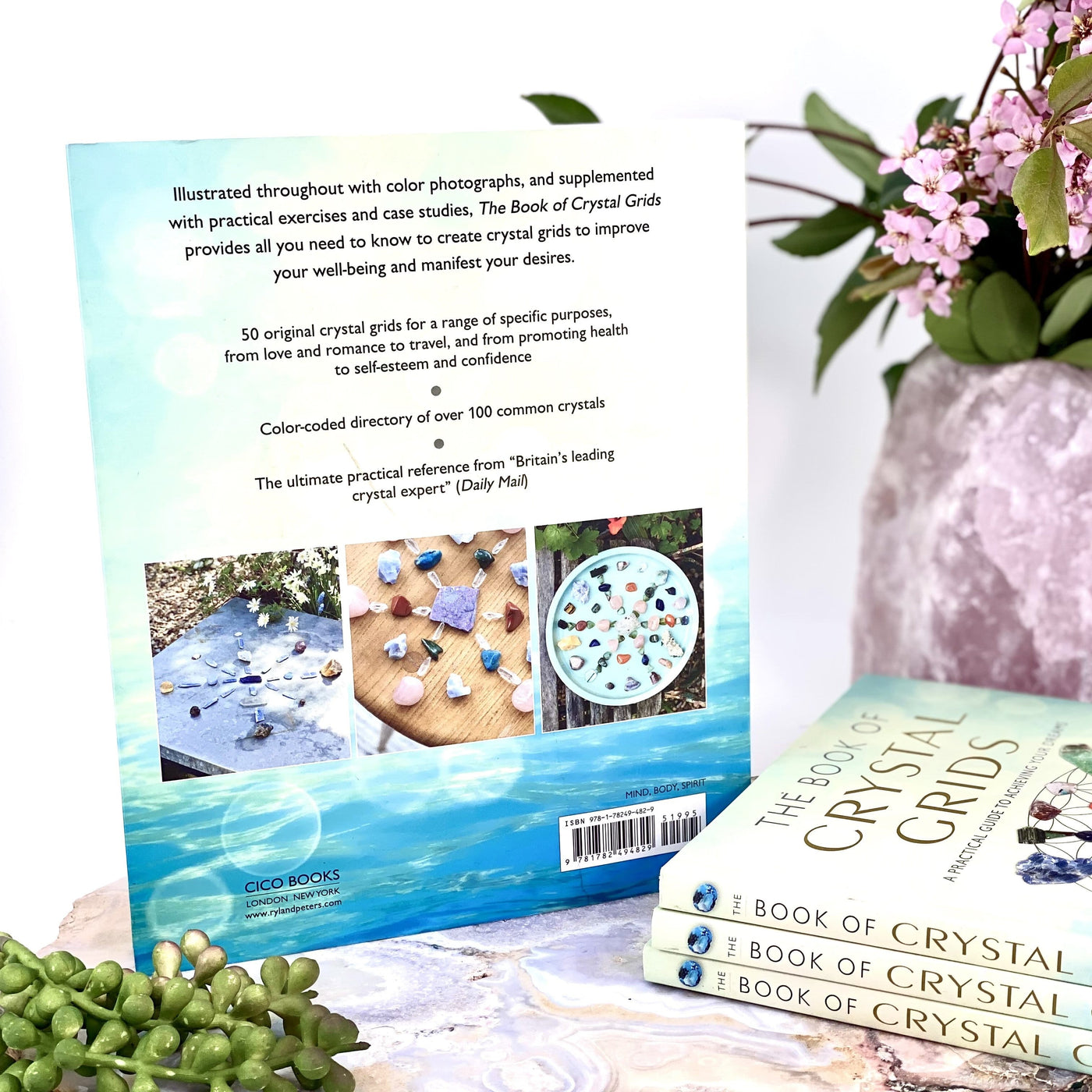 The back of The Book of Crystal Grids ,A Practical Guide to Achieving Your Dreams By Philip Permutt