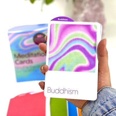 close up of meditation cards