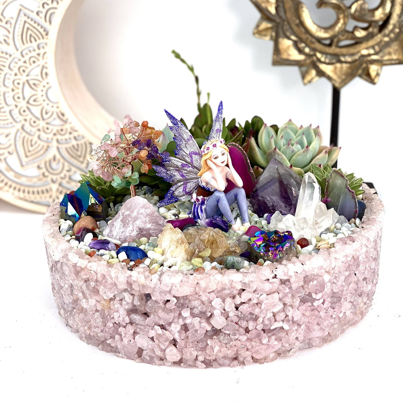 Tumbled Stone Bowl  - with a fairy garden in it