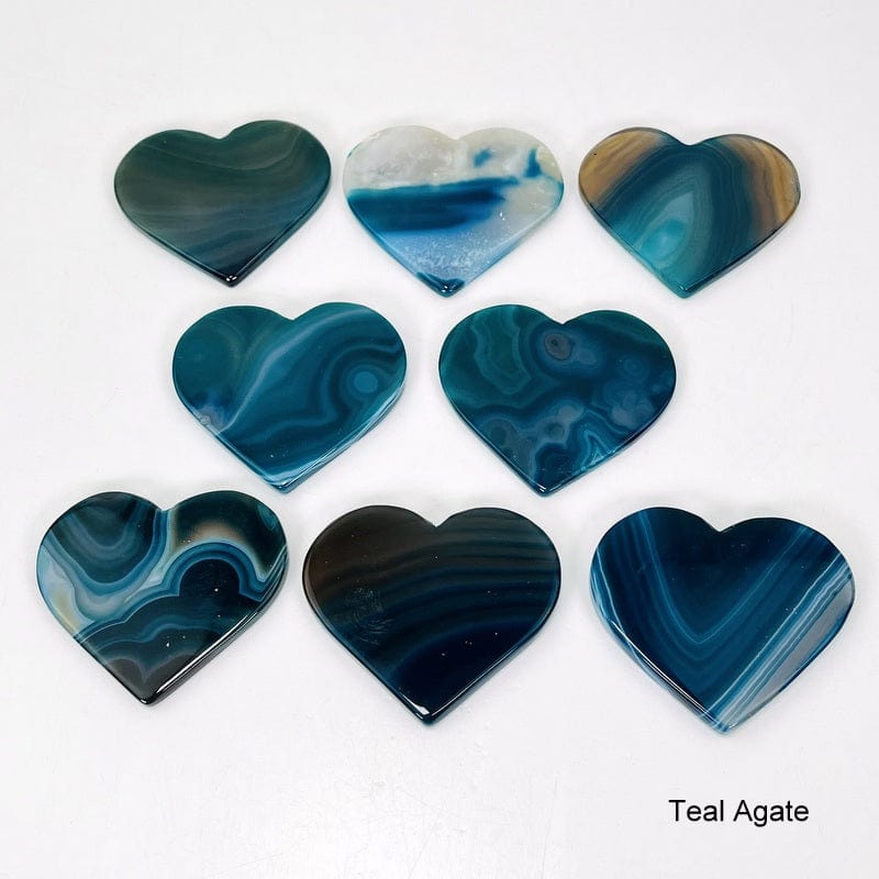 close up of the teal heart agate slices