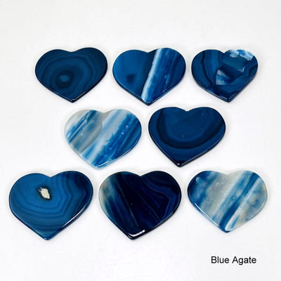 close up of the blue heart agate slices