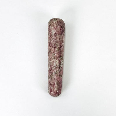 close up of a lepidolite massage wand