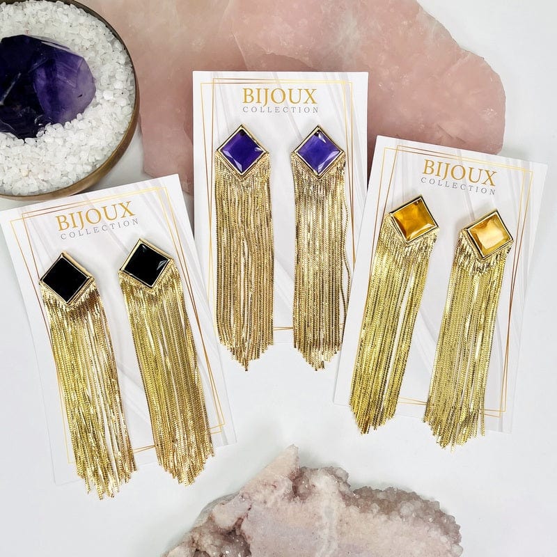 bijoux collection crystal earrings with fringe 