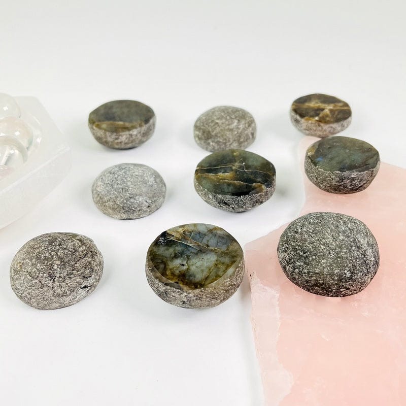 some stones are upside down to show the front and back side of the stone 