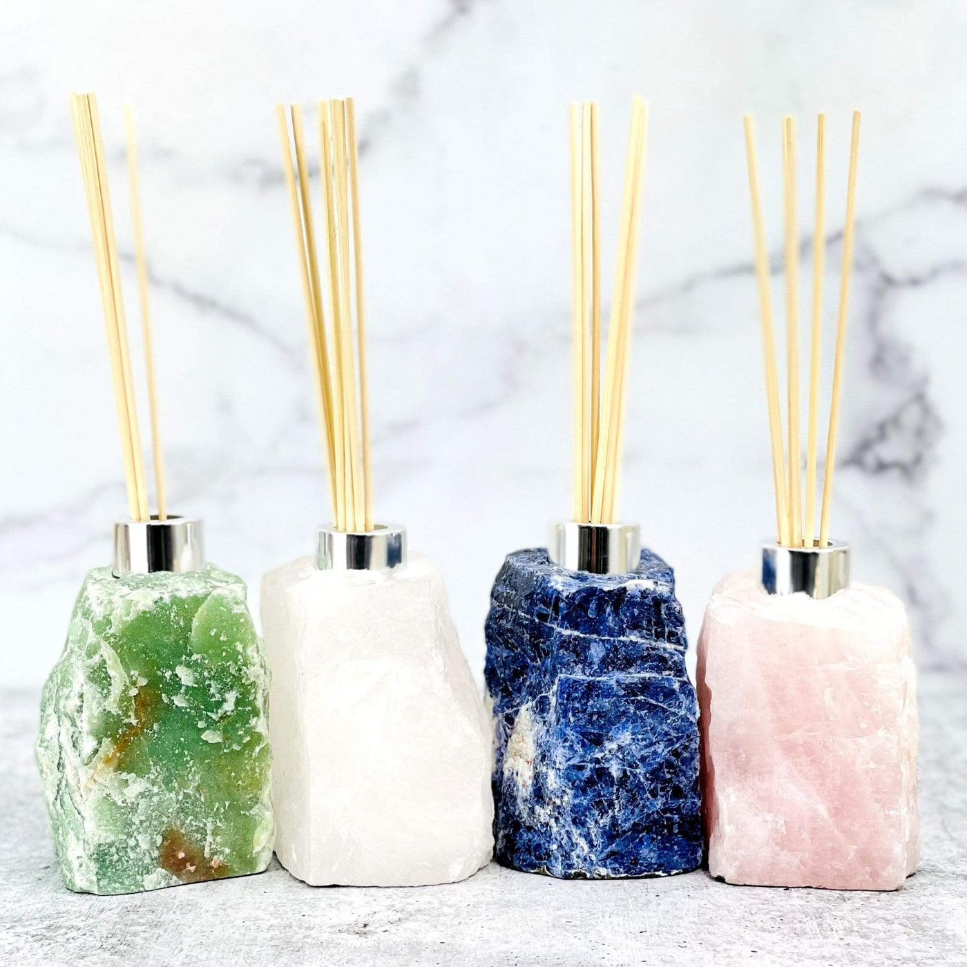 4 Rough Stone Diffuser Bottles in different crystals
