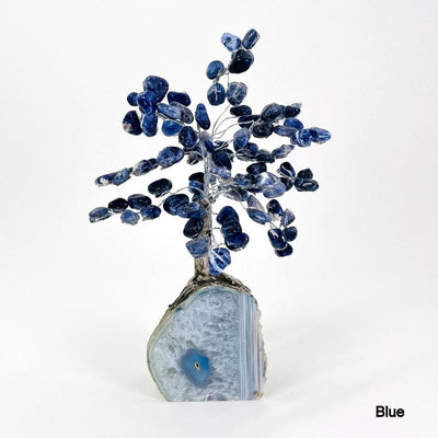 blue agate base tree with sodalite tumbled stones on the top portion