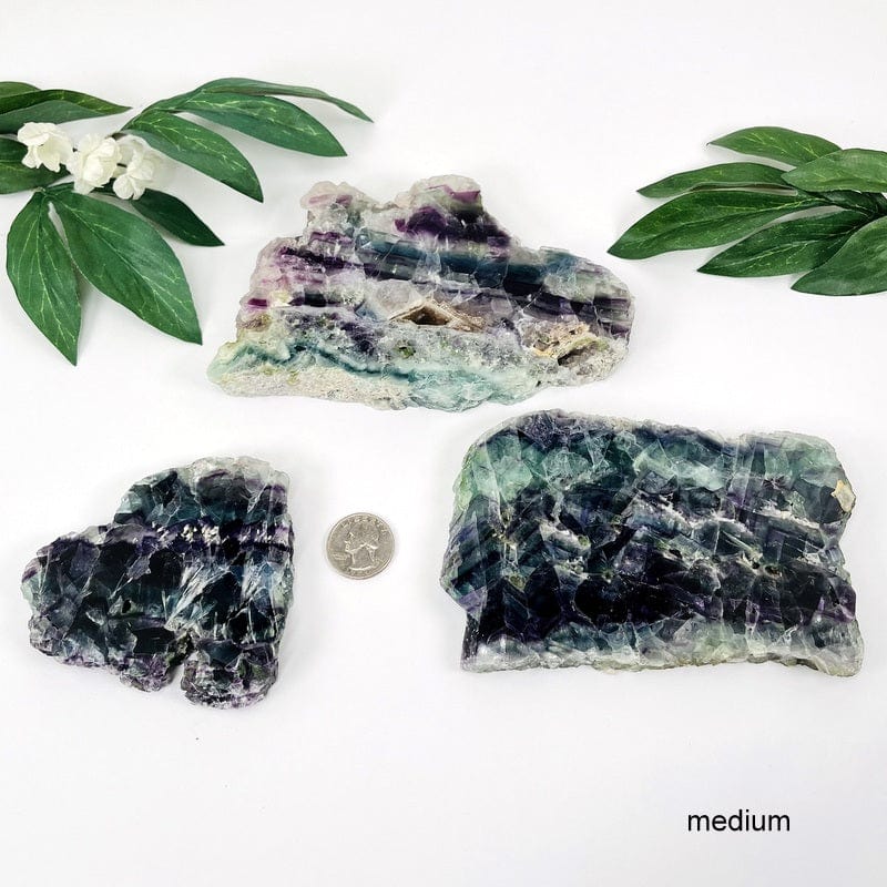 fluorite slabs in medium. showing the different possible sizes within that option