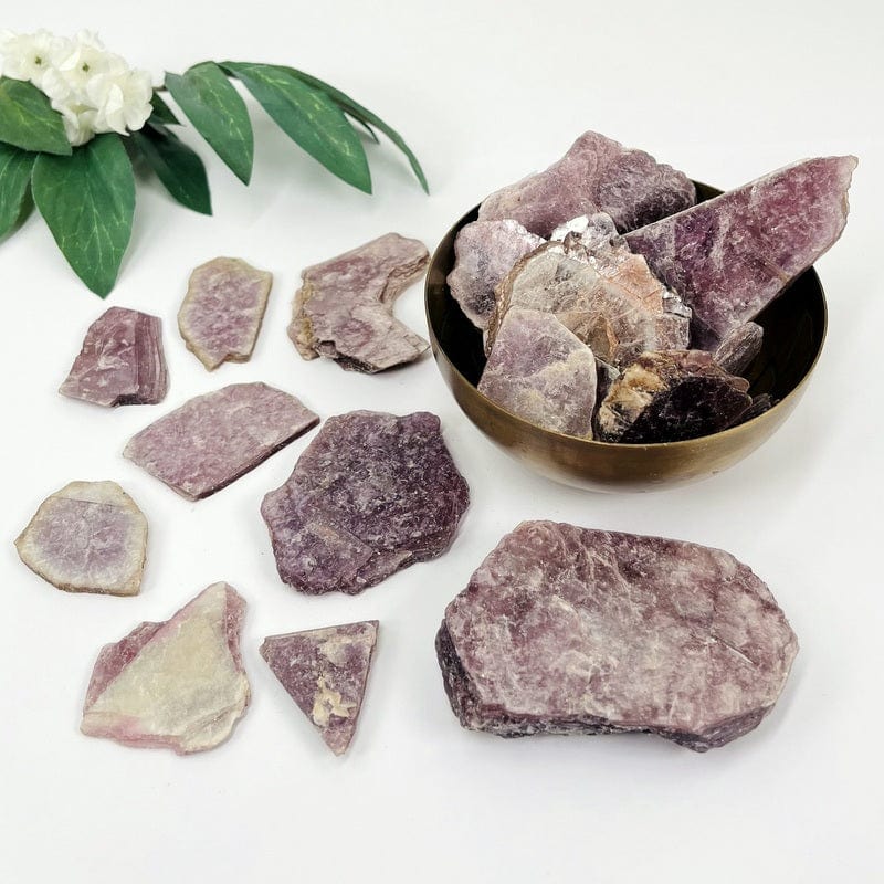 lepidolite with mica slabs used as home decor 