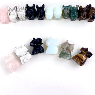 Gemstone Unicorn Dragon in different stones of a white background