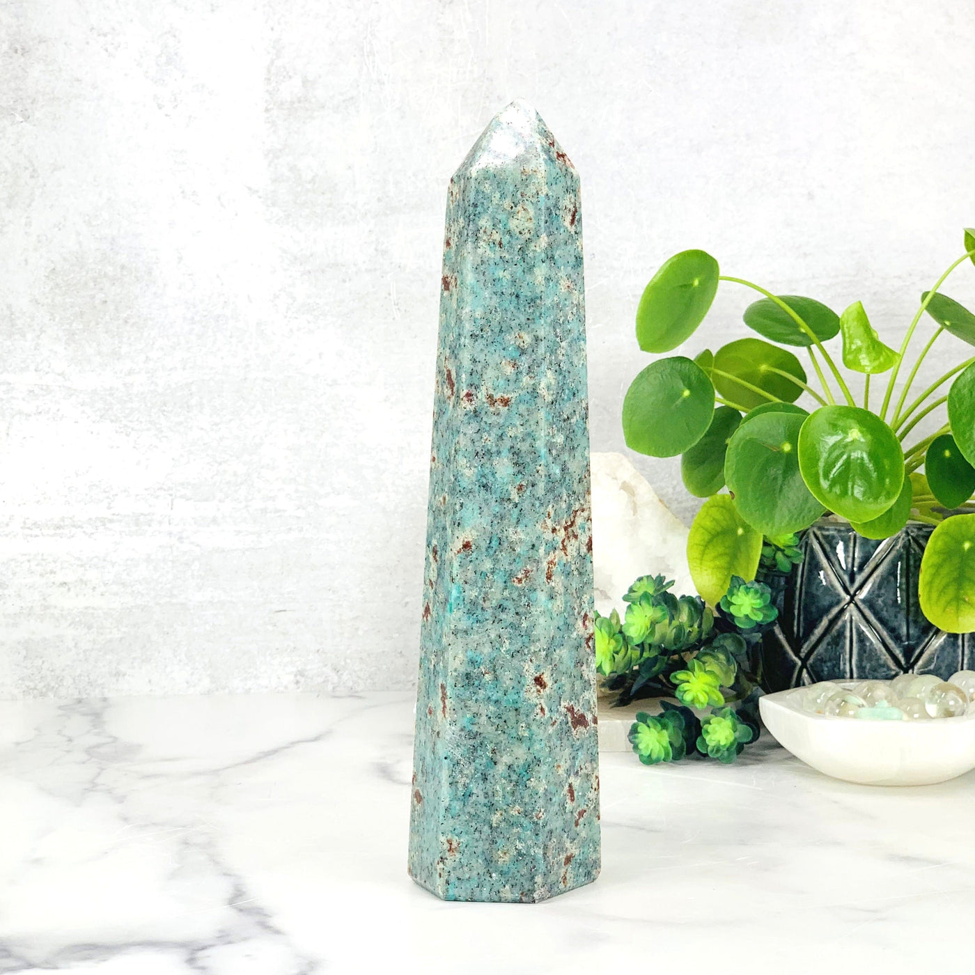 Frontside of the Amazonite Polished Point Tower