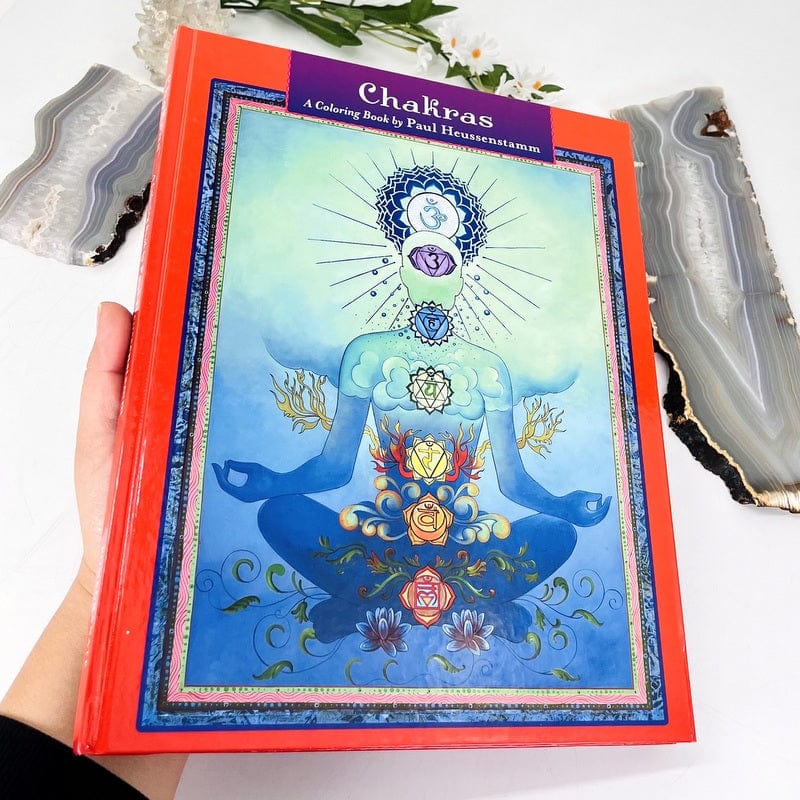 the chakras coloring book in hand for size reference 