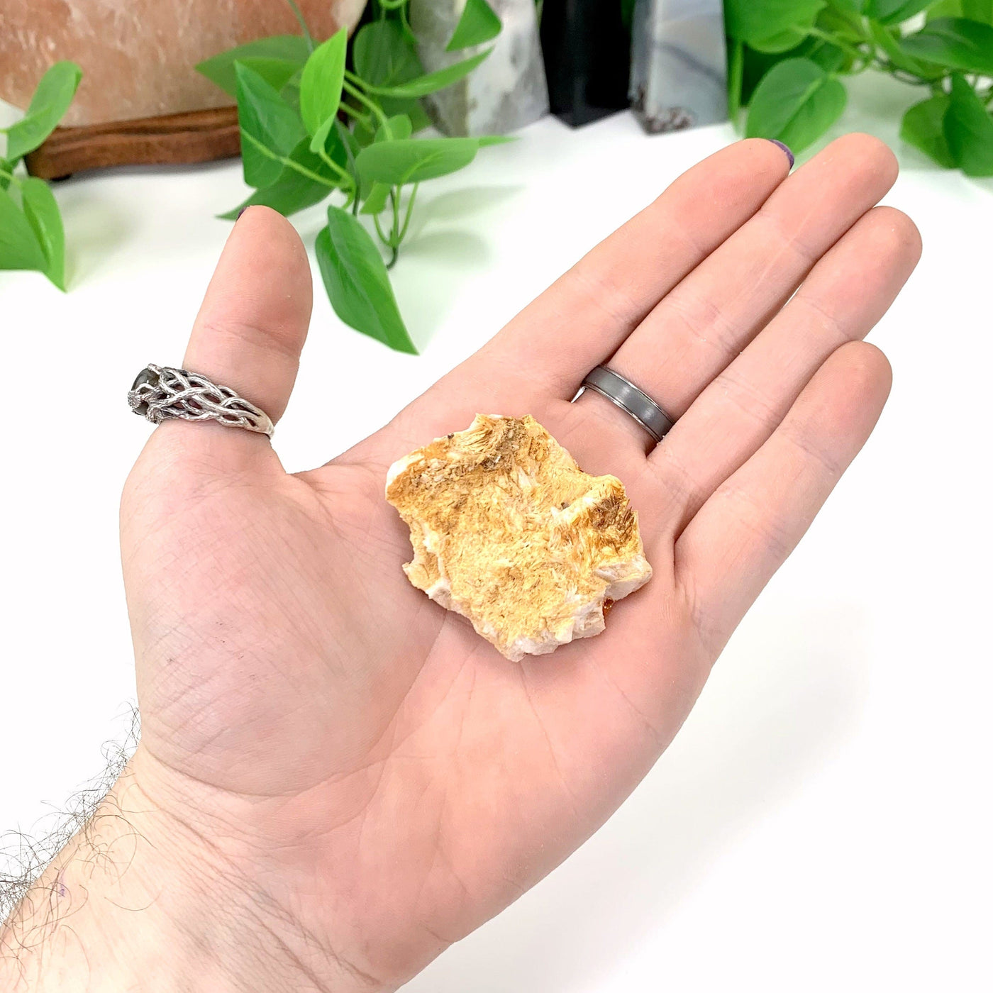 bottom of vanadinite cluster in hand with white background