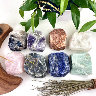 8 Rough Stone Incense Burners with decorations around them