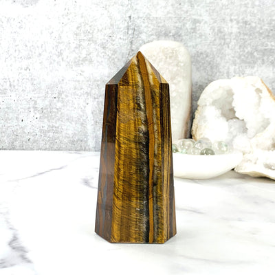 Frontside of the Tigers Eye Polished Tower