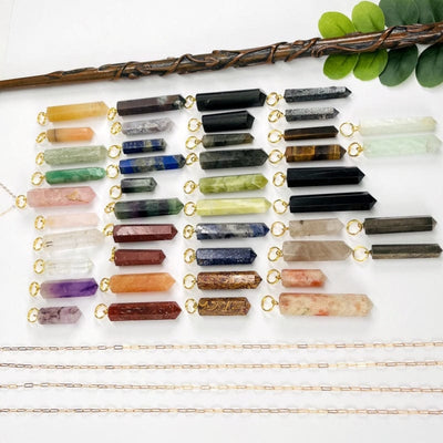 side view of the gemstone pendants