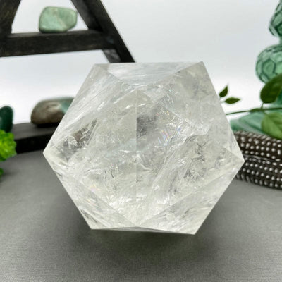 close up of crystal quartz hexagon