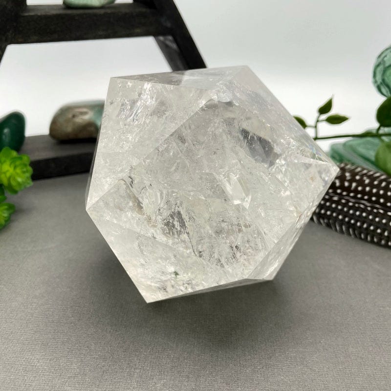 another close up angle of crystal quartz hexagon